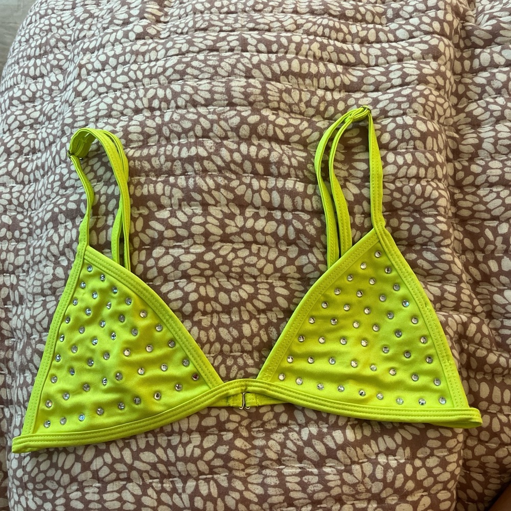 Neon Green Studded Bikini Top